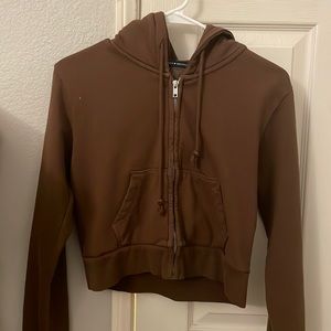 Brown crop Brandy Melville zip up